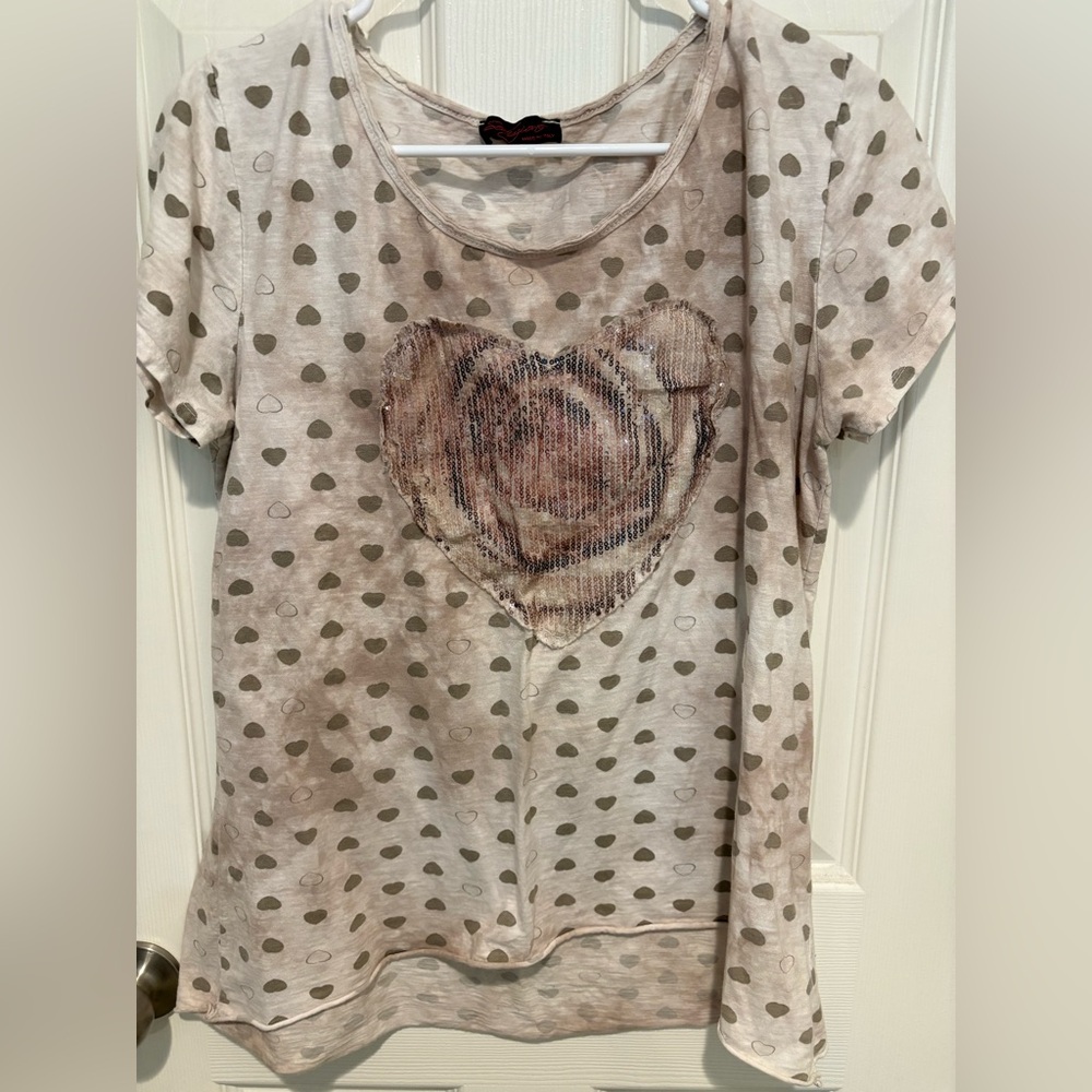 Polka Dot Heart Print Women's Top